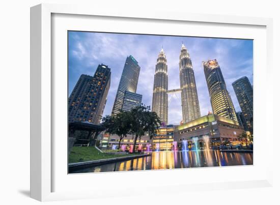 Petronas Twin Towers light display at night, Kuala Lumpur, Malaysia, Southeast Asia, Asia-Matthew Williams-Ellis-Framed Photographic Print