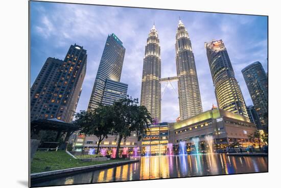 Petronas Twin Towers light display at night, Kuala Lumpur, Malaysia, Southeast Asia, Asia-Matthew Williams-Ellis-Mounted Photographic Print