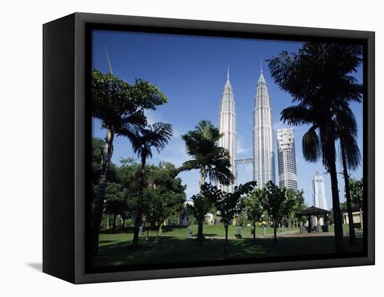 Petronas Twin Towers Seen from Public Park, Kuala Lumpur, Malaysia, Southeast Asia-Charcrit Boonsom-Framed Stretched Canvas