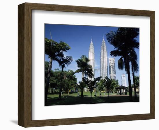 Petronas Twin Towers Seen from Public Park, Kuala Lumpur, Malaysia, Southeast Asia-Charcrit Boonsom-Framed Photographic Print