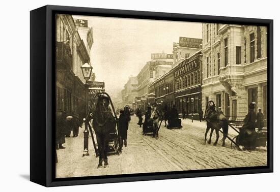 Petrovka Street in Winter, Moscow, Russia, 1912-null-Framed Stretched Canvas