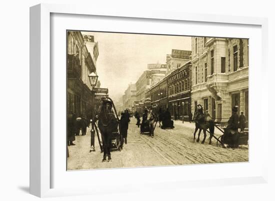 Petrovka Street in Winter, Moscow, Russia, 1912-null-Framed Giclee Print