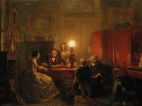 A Family Gathered around a Lamplit Table, 1854-Petrus Kiers-Giclee Print