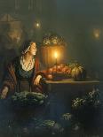 A Vegetable Stall at Night-Petrus van Schendel-Giclee Print