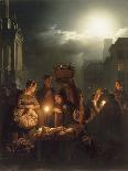 The Poultry Stall in Antwerp at Night-Petrus Van Schendel-Stretched Canvas