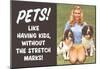 Pets Like Having Kids Without The Stretch Marks Funny Poster-null-Mounted Poster