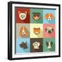 Pets Vector Icons - Cats and Dogs Elements-Marish-Framed Art Print