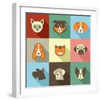 Pets Vector Icons - Cats and Dogs Elements-Marish-Framed Art Print