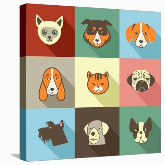 Pets Vector Icons - Cats and Dogs Elements-Marish-Stretched Canvas