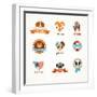 Pets Vector Icons - Cats and Dogs-Marish-Framed Art Print