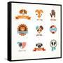 Pets Vector Icons - Cats and Dogs-Marish-Framed Stretched Canvas