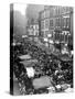 Petticoat Lane Market Christmas Shopping 1960-George Greenwell-Stretched Canvas