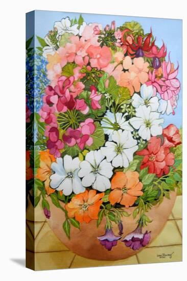 Petunias, Geraniums and Fuchsias-Joan Thewsey-Stretched Canvas