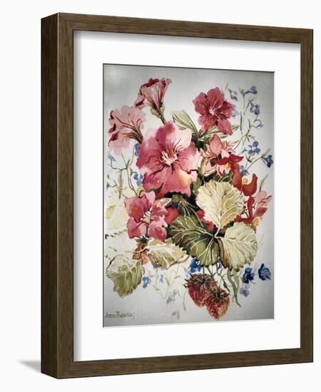 Petunias, Lobelias, Begonias and Strawberries in a Terrace Pot-Joan Thewsey-Framed Giclee Print