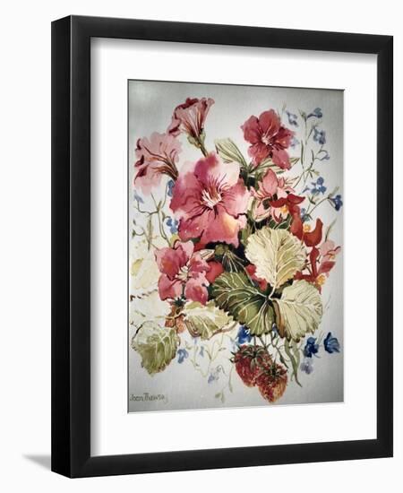 Petunias, Lobelias, Begonias and Strawberries in a Terrace Pot-Joan Thewsey-Framed Giclee Print