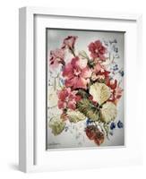 Petunias, Lobelias, Begonias and Strawberries in a Terrace Pot-Joan Thewsey-Framed Giclee Print