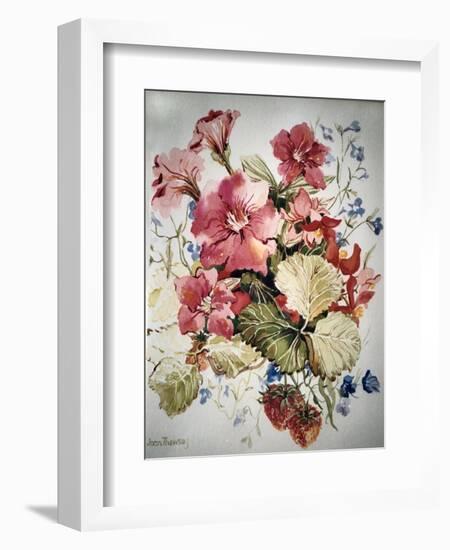 Petunias, Lobelias, Begonias and Strawberries in a Terrace Pot-Joan Thewsey-Framed Giclee Print