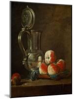 Pewter Pot with Plate of Peaches, Prunes and Nut, Around 1728-Jean-Baptiste Simeon Chardin-Mounted Giclee Print