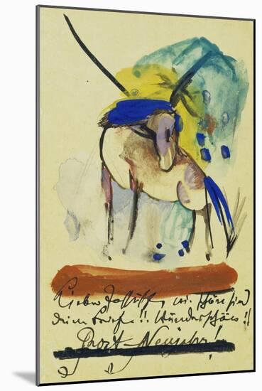 Pferd, 1913. Auf Postkarte an Else Lasker-Schueler-Franz Marc-Mounted Giclee Print
