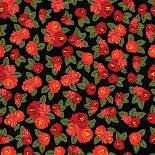 Beautiful Seamless Pattern with Red Roses on Black Background. Vector Illustration.-pgmart-Art Print