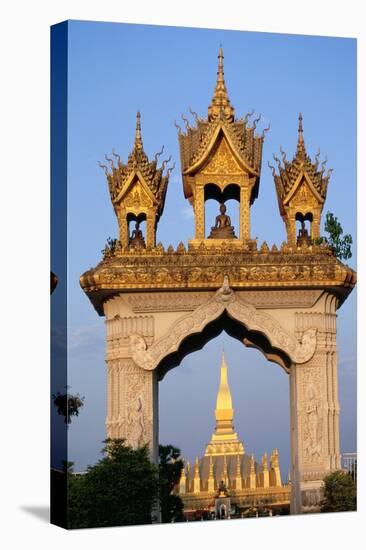 Pha That Luang Gate and Stupa-Paul Souders-Stretched Canvas