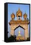Pha That Luang Gate and Stupa-Paul Souders-Framed Stretched Canvas