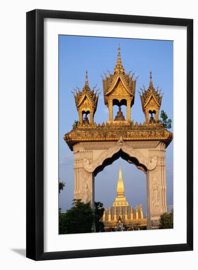 Pha That Luang Gate and Stupa-Paul Souders-Framed Premium Photographic Print