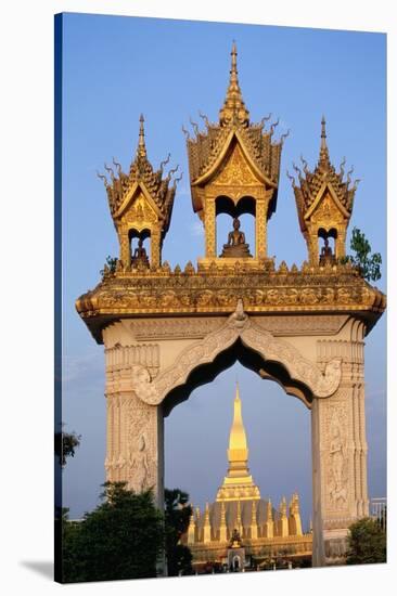 Pha That Luang Gate and Stupa-Paul Souders-Stretched Canvas