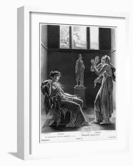 Phaedra and Oenone, Illustration from Act I Scene 3 of "Phedre" by Jean Racine 1824-Anne-Louis Girodet de Roussy-Trioson-Framed Giclee Print