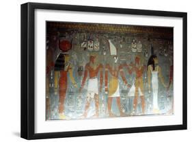 Pharaoh Horemheb with the Goddess Isis and the God Horus, Ancient Egyptian, 14th Century Bc-null-Framed Photographic Print