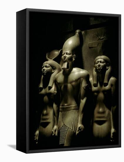 Pharaoh Menkaure with Two Goddesses, Egyptian Museum, Cairo, Egypt-Kenneth Garrett-Framed Stretched Canvas