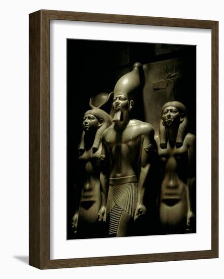 Pharaoh Menkaure with Two Goddesses, Egyptian Museum, Cairo, Egypt-Kenneth Garrett-Framed Photographic Print