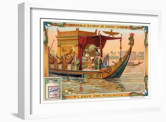 Pharaoh on Nile Barge-null-Framed Art Print