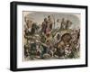 Pharaoh Ramses II fighting against the war lions of the Hittite army in Qadesh, 1274 BC-Heinrich Leutemann-Framed Giclee Print