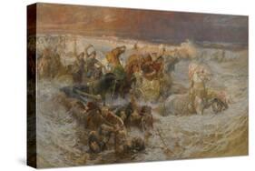 Pharaoh's Army Engulfed by the Red Sea-Frederick Arthur Bridgman-Stretched Canvas