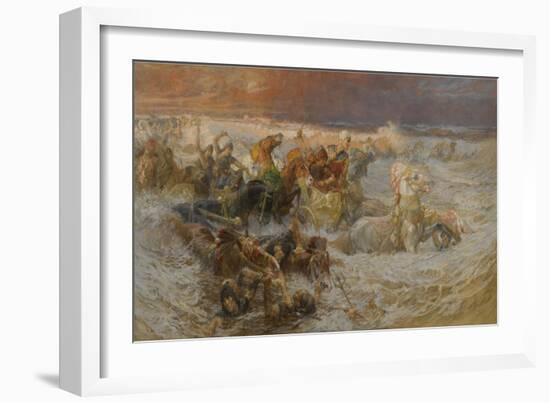 Pharaoh's Army Engulfed by the Red Sea-Frederick Arthur Bridgman-Framed Giclee Print