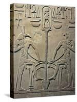 Pharaoh Sesostris I Statue, Details from Throne Depicting Horus and Seth, from Al Lisht, Egypt-null-Stretched Canvas