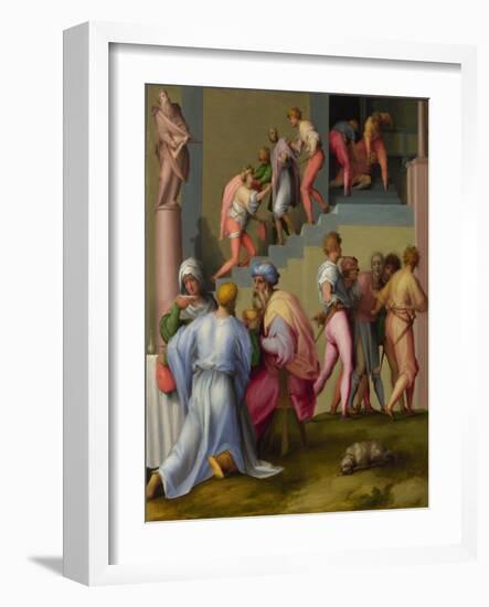 Pharaoh with His Butler and Baker (From Scenes from the Story of Josep), Ca 1515-Pontormo-Framed Giclee Print