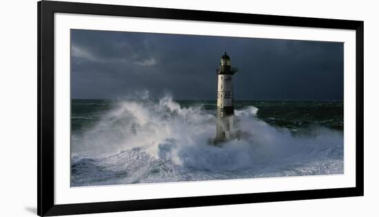 Phare d'Ar-Men lors d'une tempete-Jean Guichard-Framed Art Print