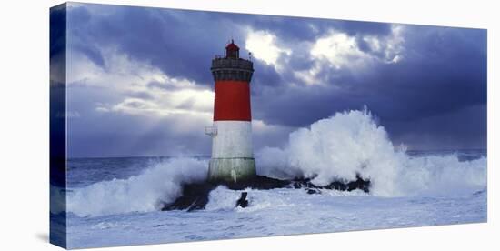 Phare des Pierres-noires lors d'une tempete-Jean Guichard-Stretched Canvas