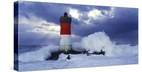 Phare des Pierres-noires lors d'une tempete-Jean Guichard-Stretched Canvas