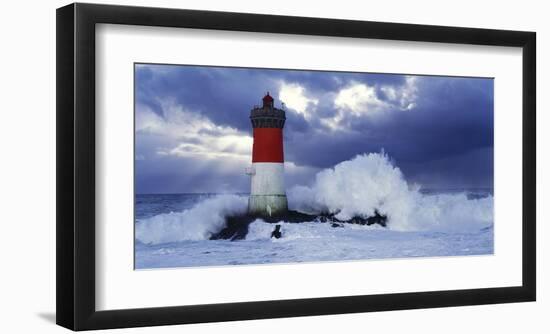 Phare des Pierres-noires lors d'une Tempete-Jean Guichard-Framed Art Print