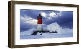 Phare des Pierres-noires lors d'une Tempete-Jean Guichard-Framed Art Print