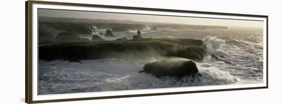 Phare des Poulains lors d'une tempete-Jean Guichard-Framed Art Print