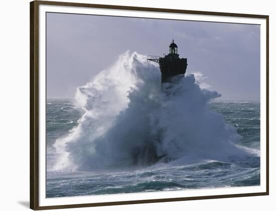 Phare du Four lors d'une tempete-Jean Guichard-Framed Art Print