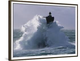 Phare du Four lors d'une tempete-Jean Guichard-Framed Art Print