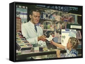 Pharmacist at Counter, 1946-null-Framed Stretched Canvas