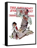 "Pharmacist" Saturday Evening Post Cover, March 18,1939-Norman Rockwell-Framed Stretched Canvas