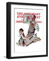 "Pharmacist" Saturday Evening Post Cover, March 18,1939-Norman Rockwell-Framed Premium Giclee Print