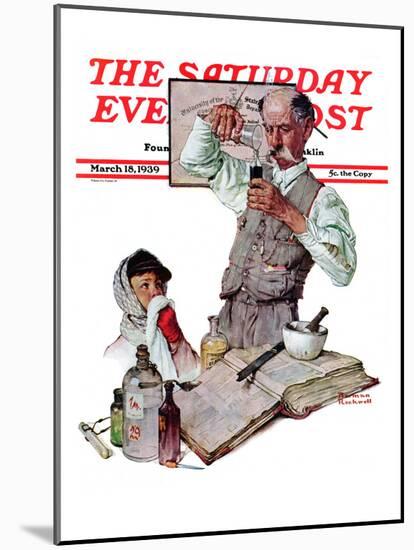 "Pharmacist" Saturday Evening Post Cover, March 18,1939-Norman Rockwell-Mounted Giclee Print